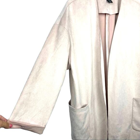 Joan Vass | Pink Faux Suede Light Jacket - Picture 3 of 6